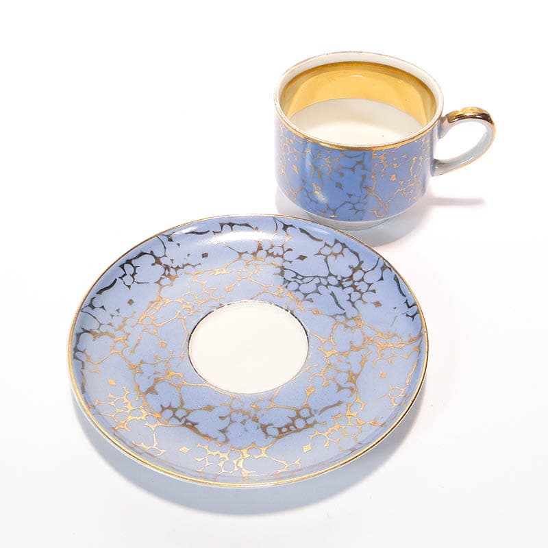 Cup and Saucer Ada, blue porcelain, Ćmielów, Poland, 1970s. - 181079