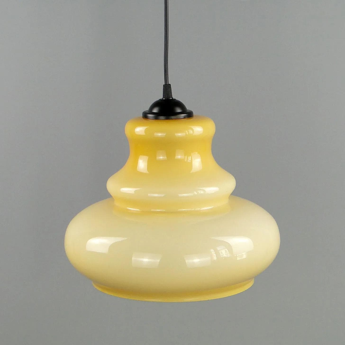 Lampa wisząca Pop Art, żółty, szkło, Polam Meos, Polska, lata 60. - 12681
