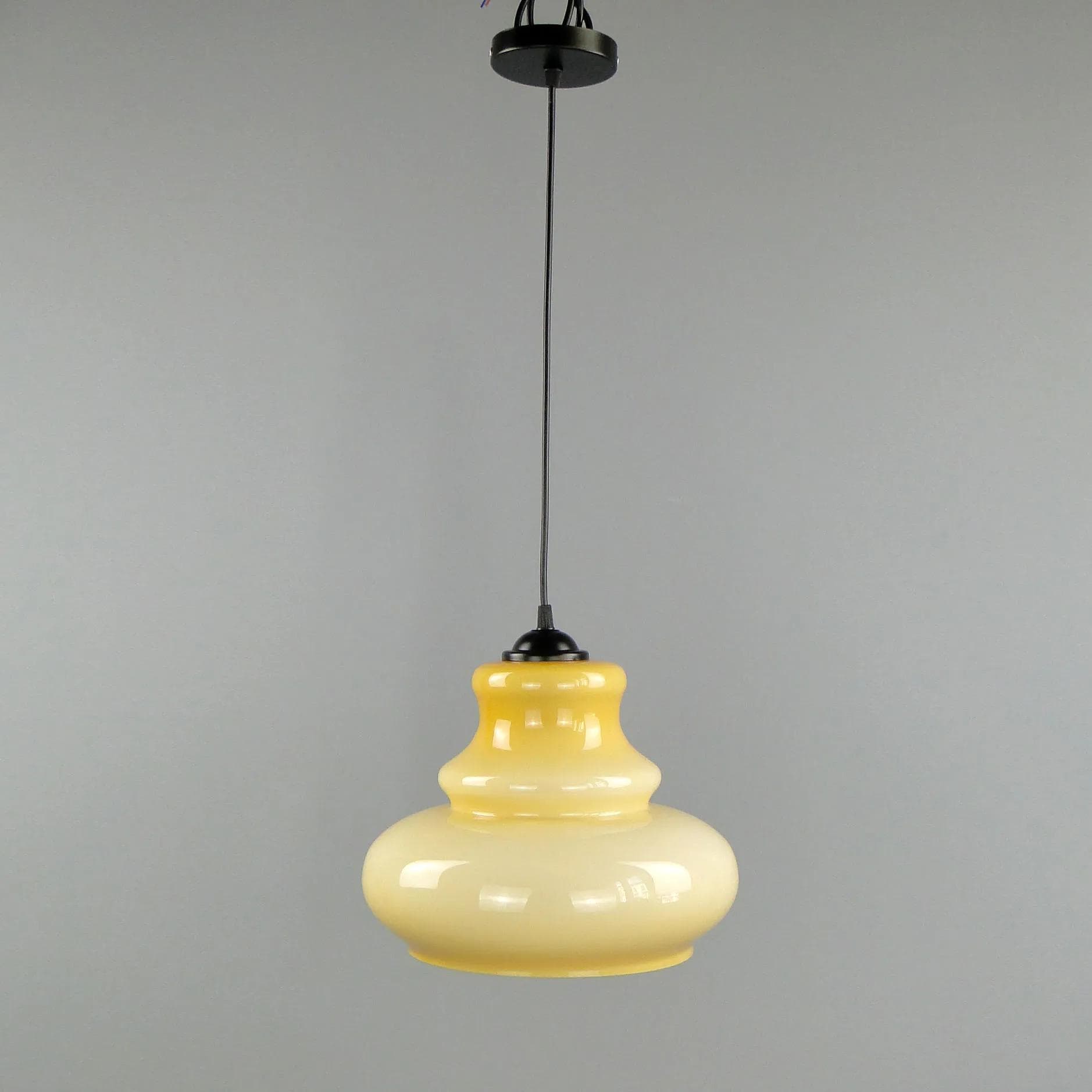 Lampa wisząca Pop Art, żółty, szkło, Polam Meos, Polska, lata 60. - 12678