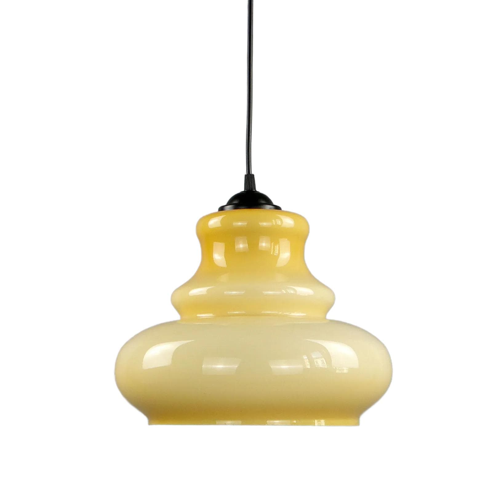 Lampa wisząca Pop Art, żółty, szkło, Polam Meos, Polska, lata 60.