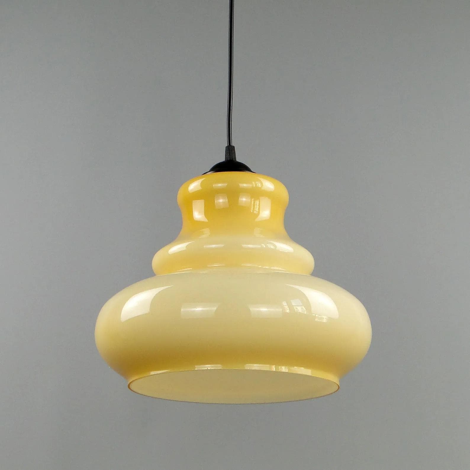 Lampa wisząca Pop Art, żółty, szkło, Polam Meos, Polska, lata 60. - 12680