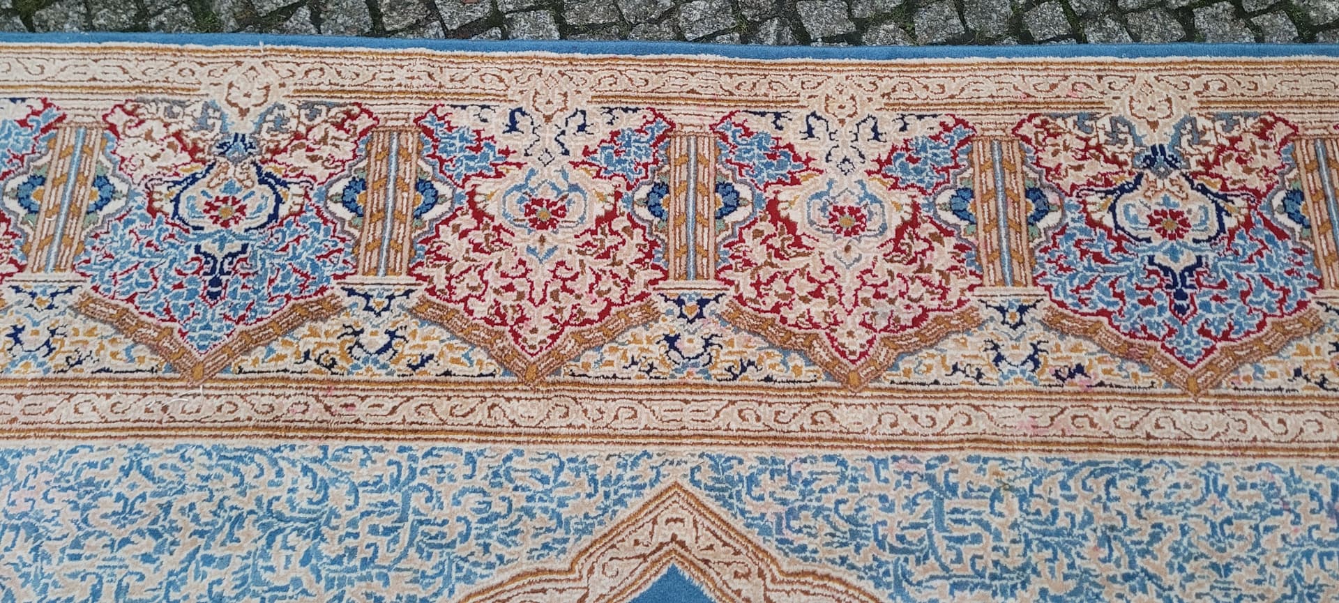 Dywan Kerman, niebieski, wełna, Iran, lata 80., 300x430 cm - 181068