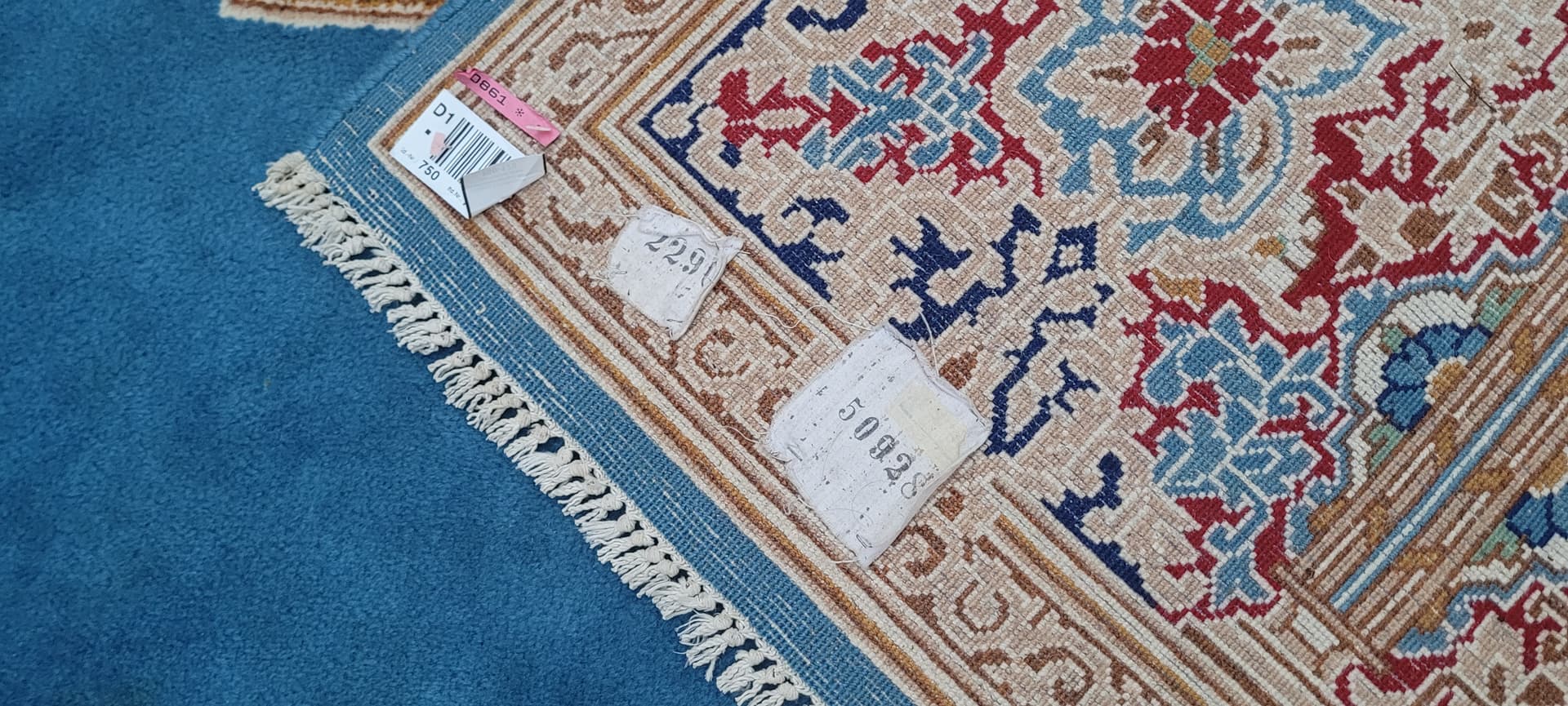 Dywan Kerman, niebieski, wełna, Iran, lata 80., 300x430 cm - 181062