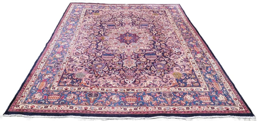 Dywan Kaszmar 300x395 cm, granatowy, wełna, Iran, lata 90.