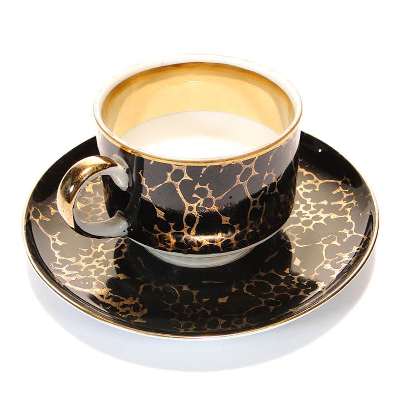 Filiżanka ze spodkiem Ada, porcelana czarna, proj. W. Potacki, Ćmielów, Polska, lata 70. - 181167