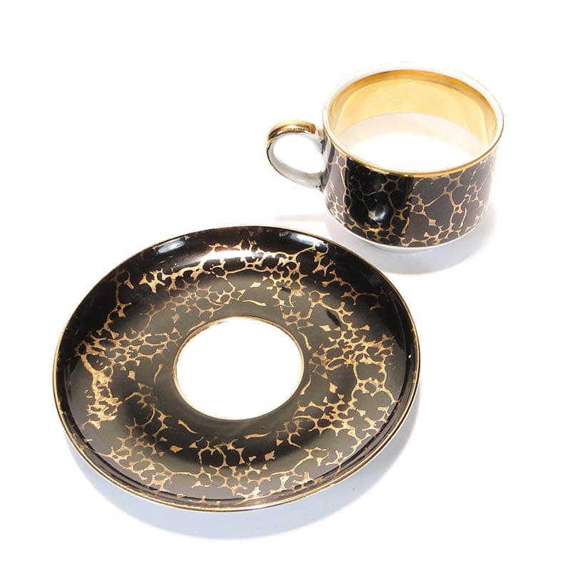 Filiżanka ze spodkiem Ada, porcelana czarna, proj. W. Potacki, Ćmielów, Polska, lata 70. - 181168