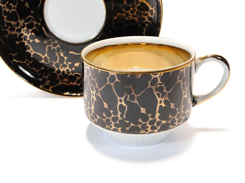 Filiżanka ze spodkiem Ada, porcelana czarna, proj. W. Potacki, Ćmielów, Polska, lata 70. - 181166