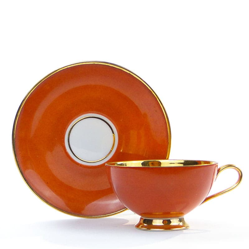 Filiżanka do mokki, porcelana pomarańczowa, Niemcy, lata 20.