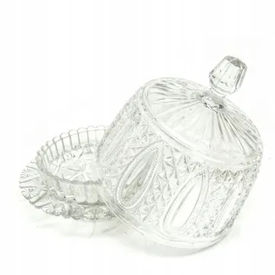 Cake container with dome, Art Deco, pressed glass, Val Saint Lambert, Belgium, 1950s. - 181332