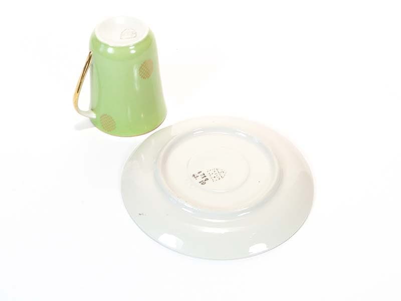 Filiżanka Krokus, zielona porcelana, proj. W. Potacki, Polska, lata 60. - 181350