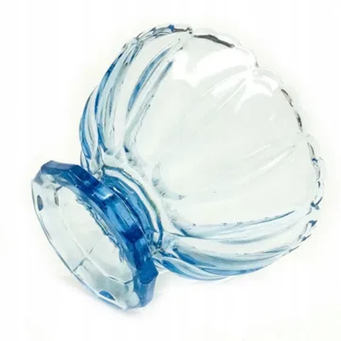 Patera na stopie Ring Around, mid-century modern, szkło prasowane niebieskie, Ząbkowice, Polska, lata 70. - 181382