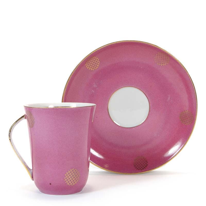 Filiżanka Krokus, różowy, porcelana, Ćmielów, Polska, lata 60.