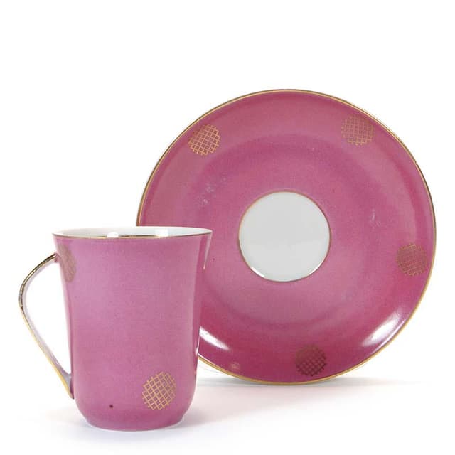 Filiżanka Krokus, różowy, porcelana, Ćmielów, Polska, lata 60. - WYMIARY