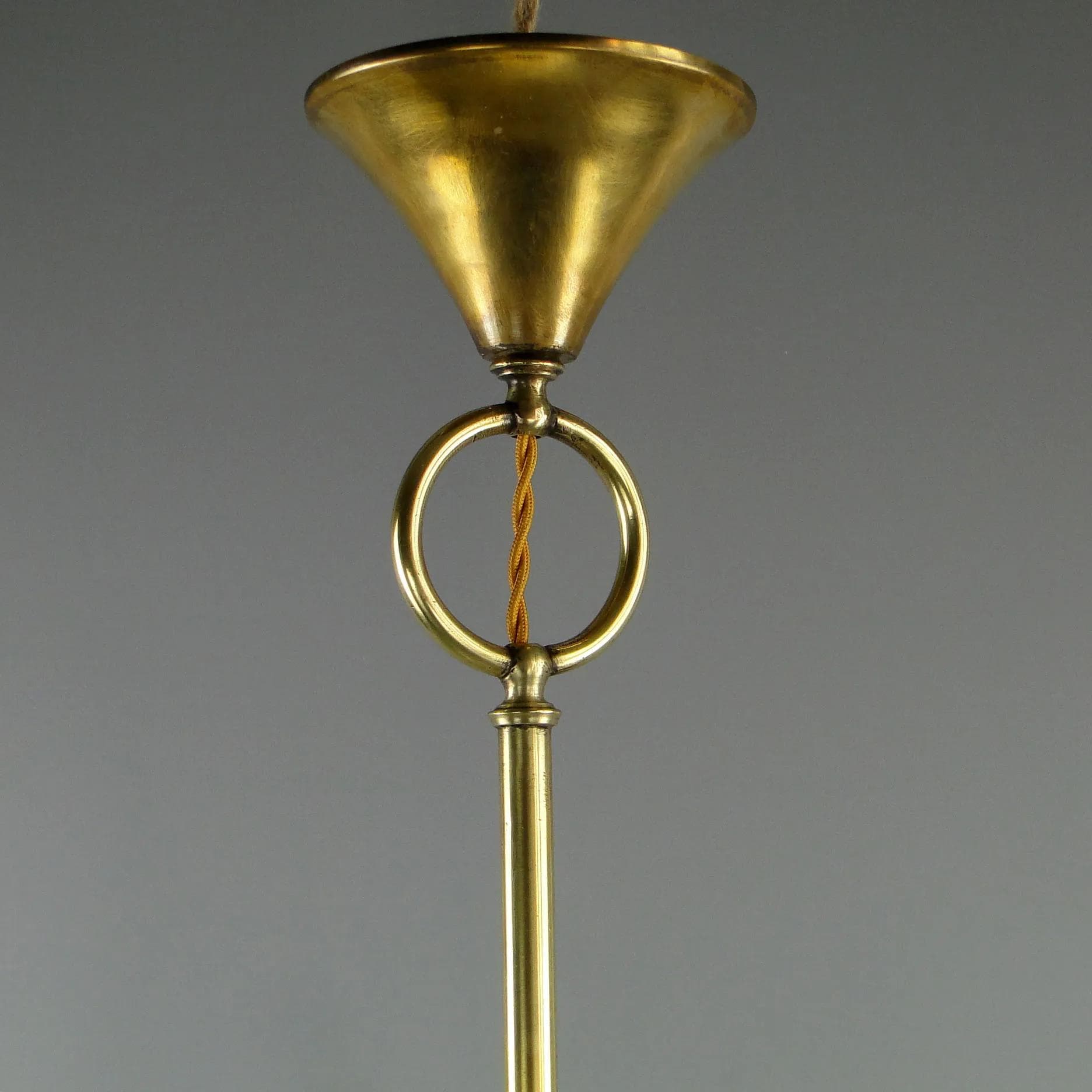 Pendant lamp, brass, white glass, Austria, early 20th century - 12667