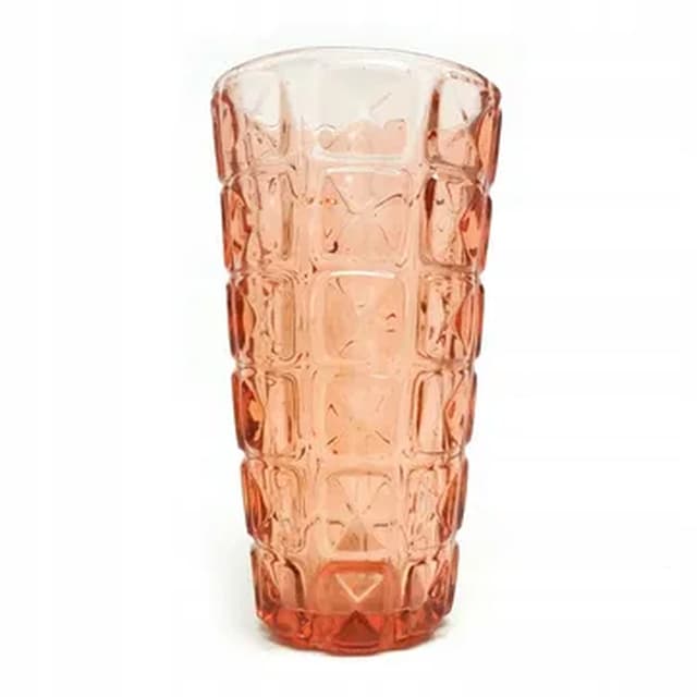 Wazon Koperty, modernizm, szkło rozalinowe, Ząbkowice, Polska, lata 70. - WYMIARY