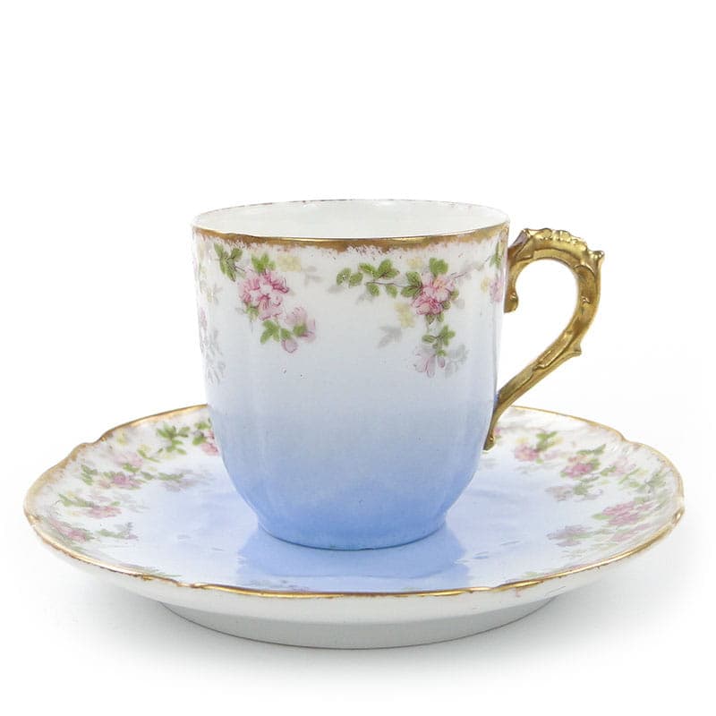 Filiżanka do mokki, secesja, porcelana niebieska, Francja, początek XX w. - 181477