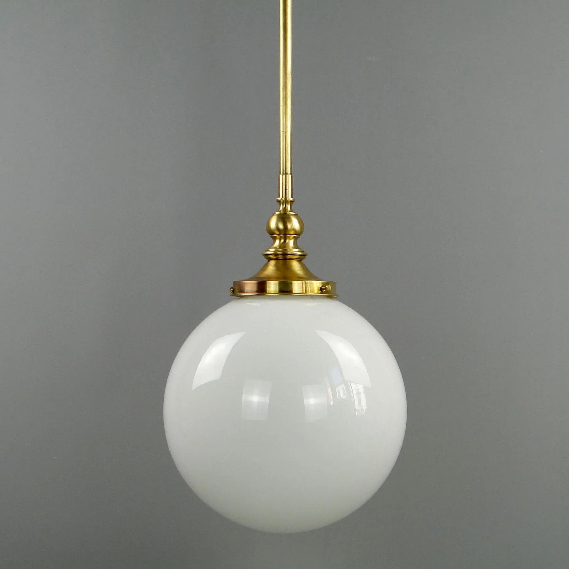 Pendant Lamp, white glass, brass, Austria, early 20th c. - 12662