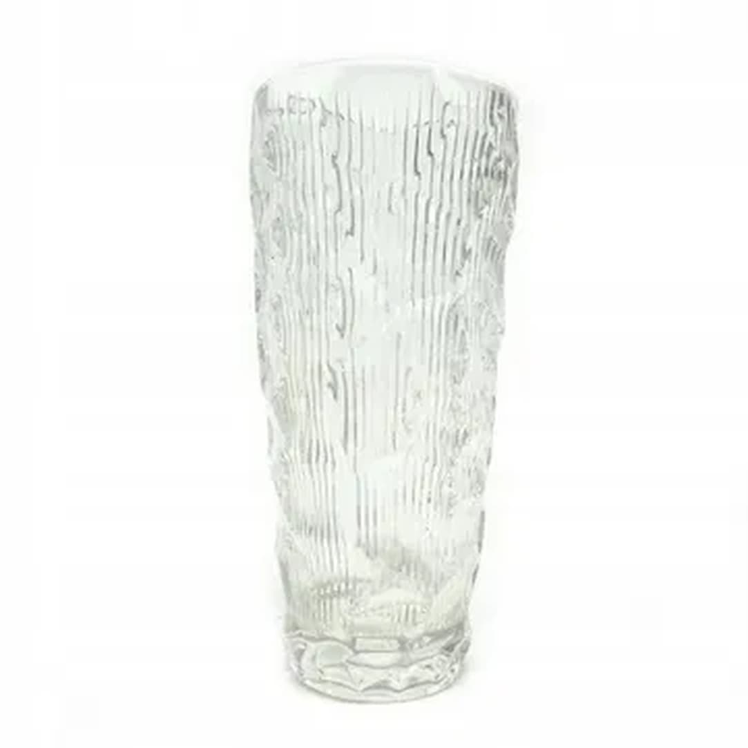 Okulus vase, Mid-century modern, transparent glass, Ząbkowice, Poland, 1970s.