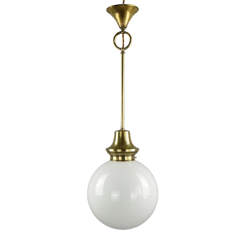 Lampa wisząca, biały, szkło, mosiądz, Austria, początek XX w.