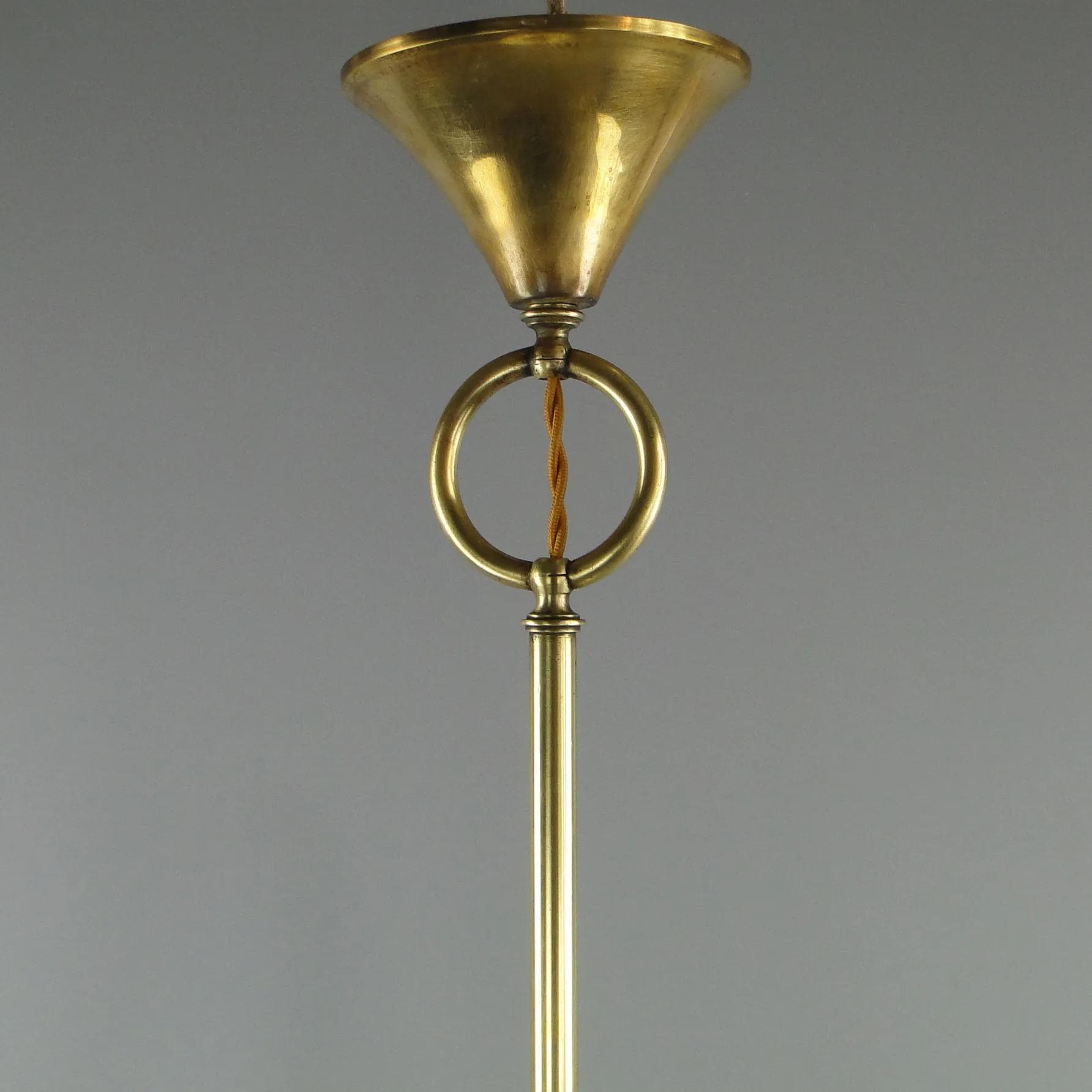 Lampa wisząca, biały, szkło, mosiądz, Austria, początek XX w. - 12653