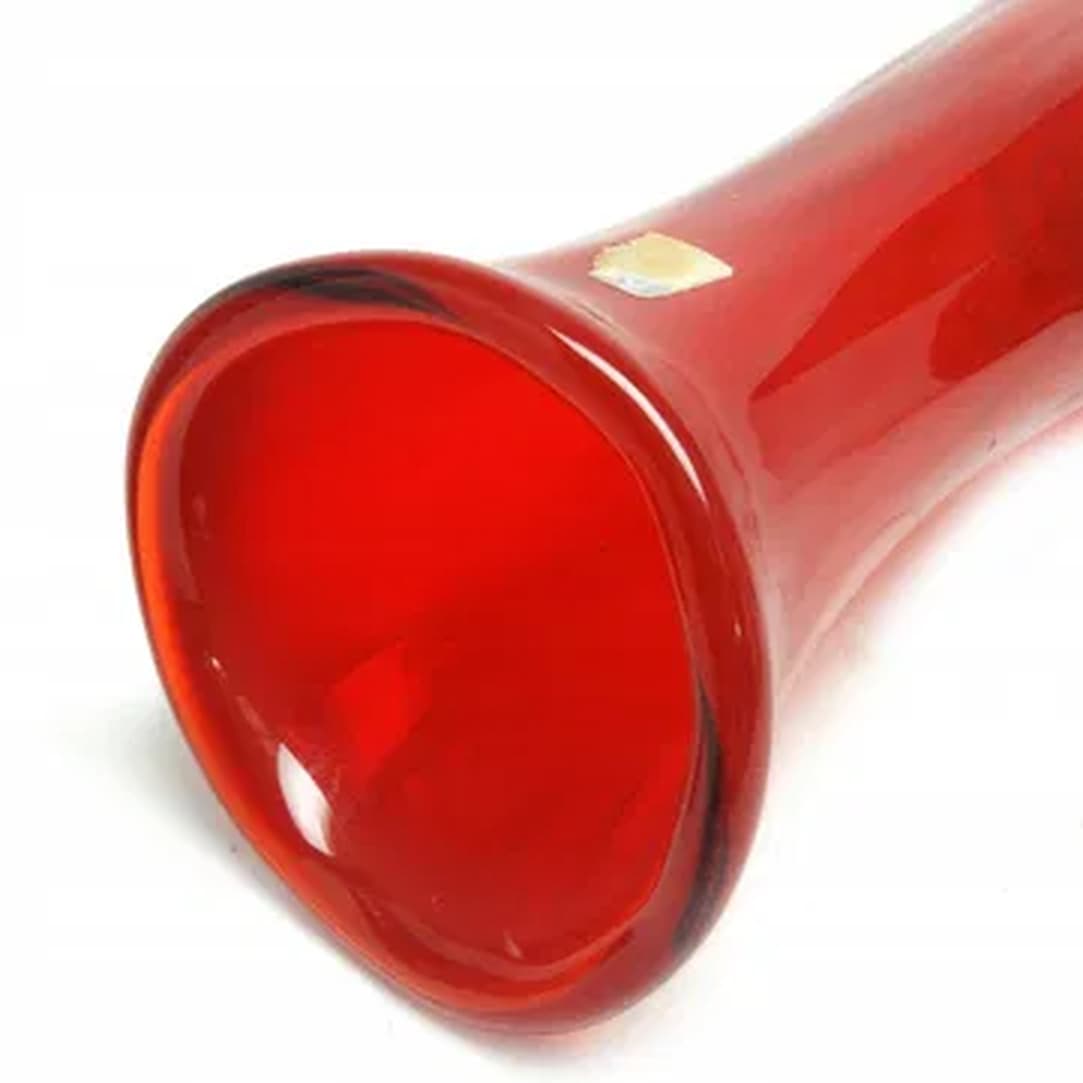 Wazon Fasolka, Mid-century modern, szkło czerwone, Ząbkowice, Polska, lata 70. - 181637