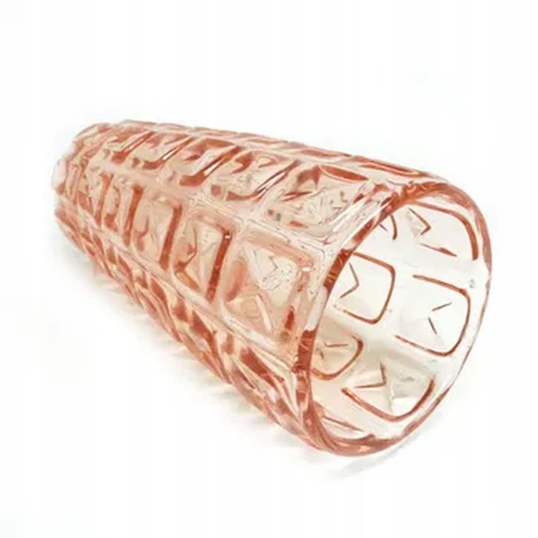 Wazon Koperty, mid-century modern, szkło prasowane różowe, Ząbkowice, Polska, lata 70. - 181660