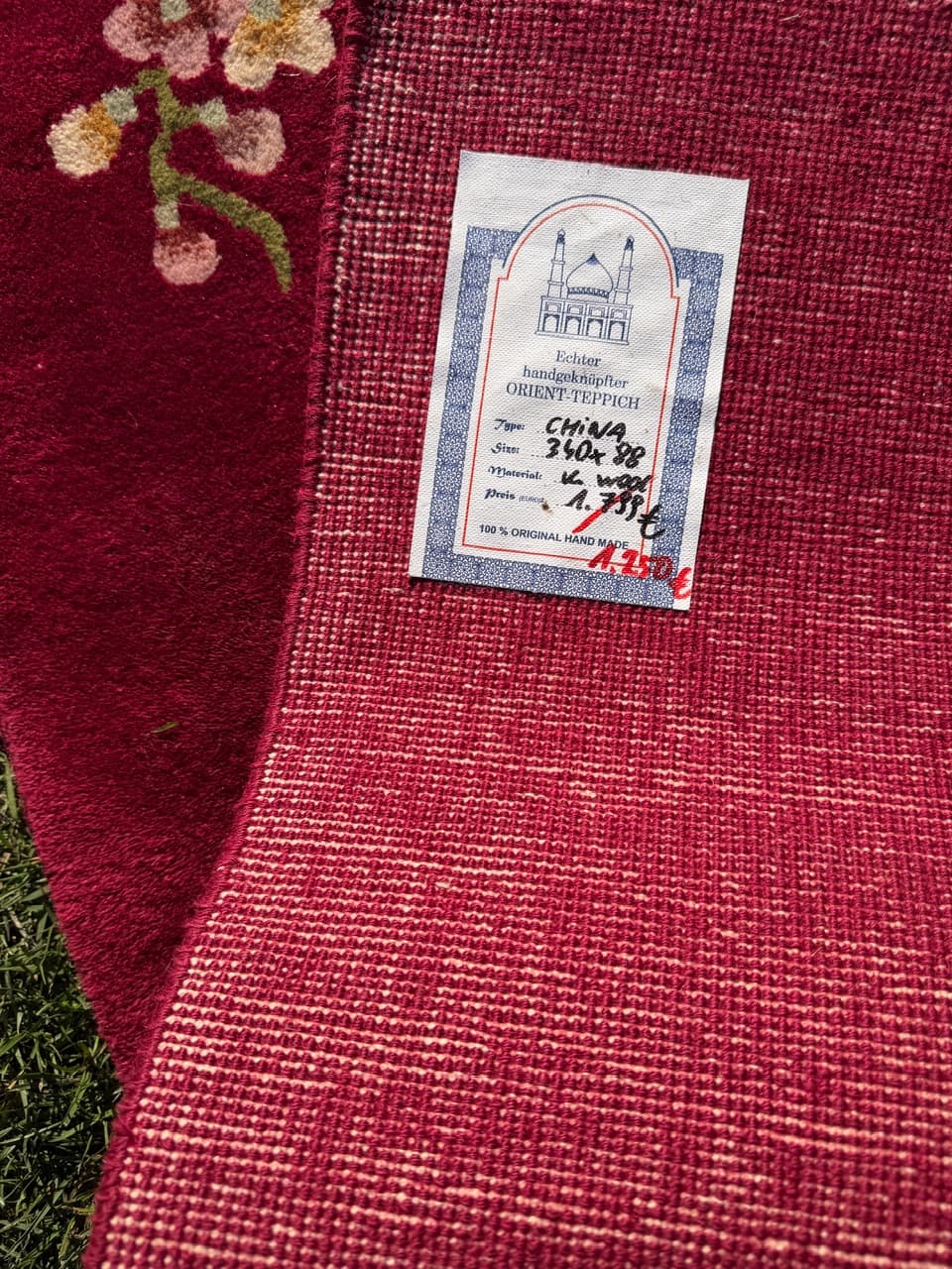 Set of three runner rugs, red wool, China - 181771