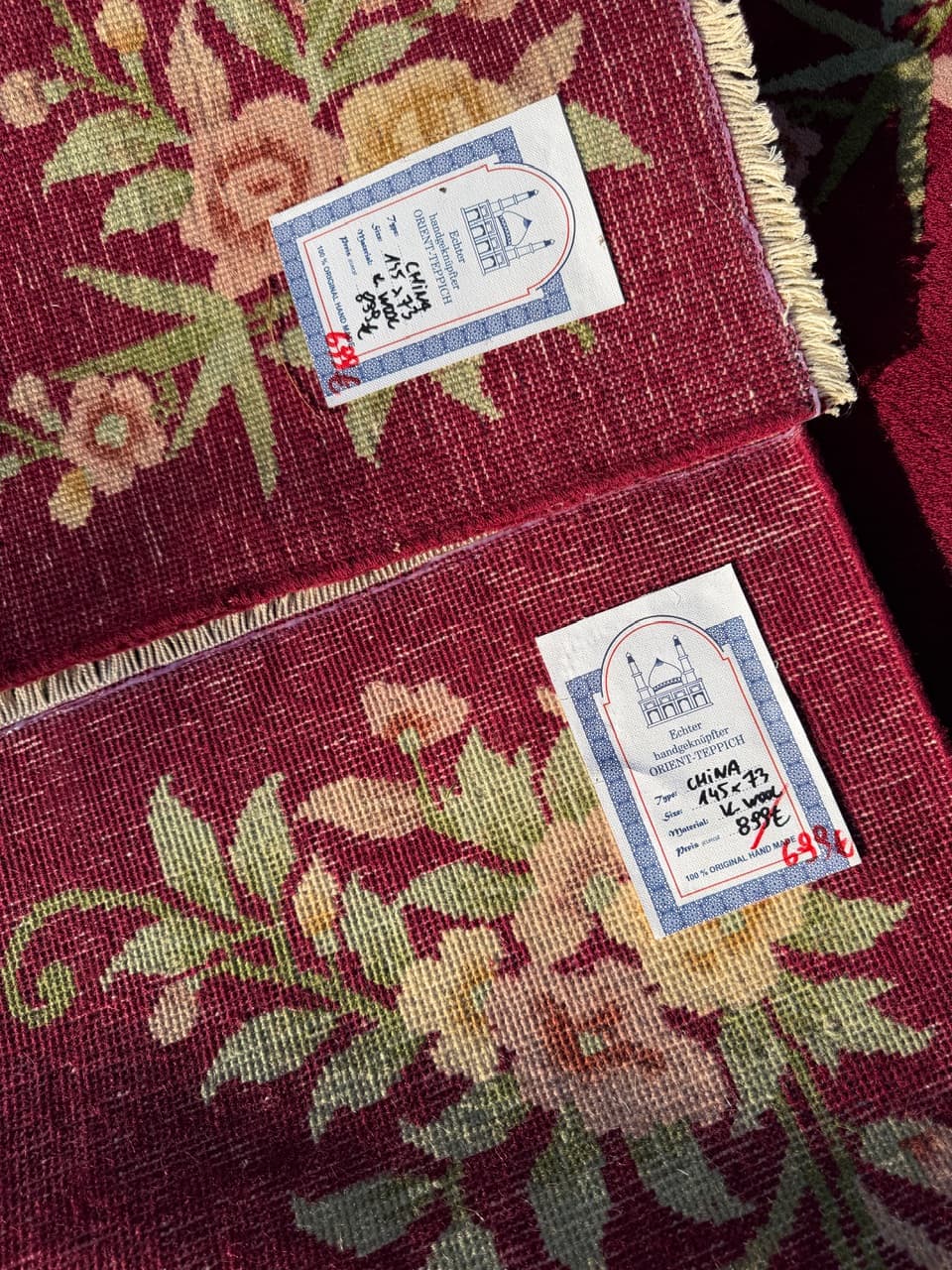 Set of three runner rugs, red wool, China - 181770