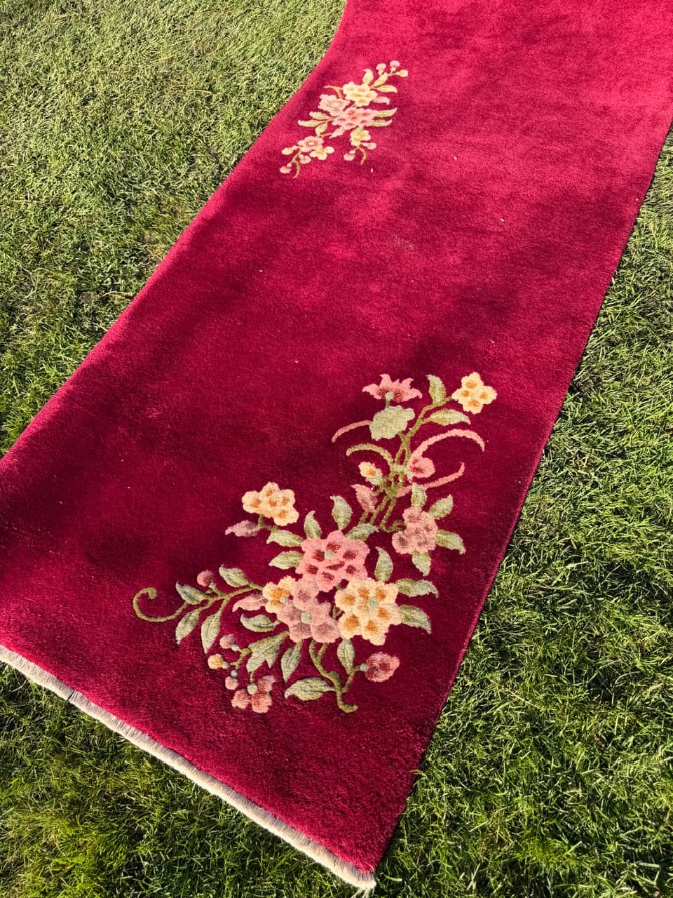 Set of three runner rugs, red wool, China - 181776