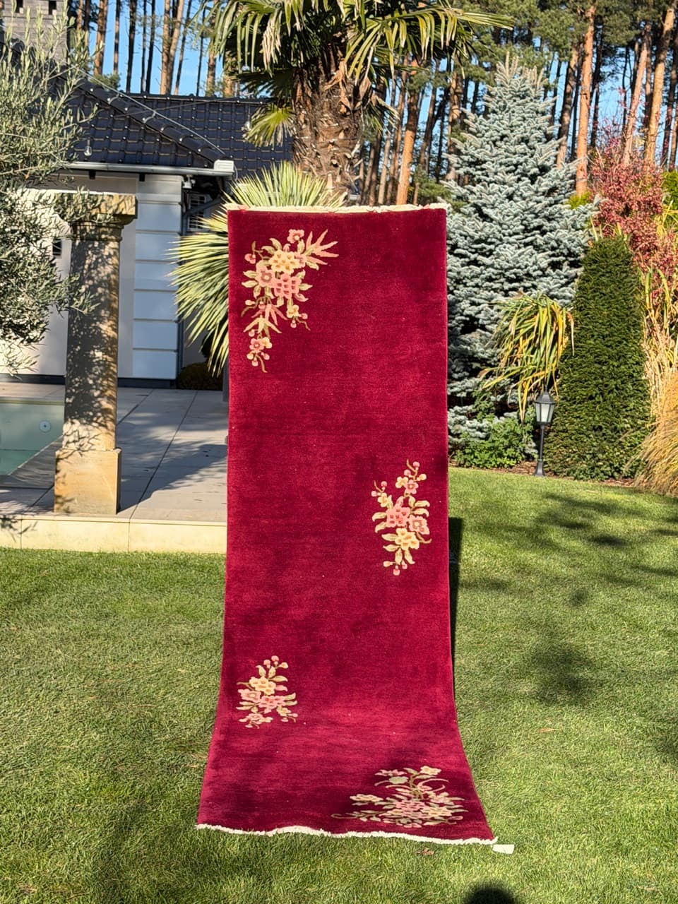 Set of three runner rugs, red wool, China - 181773