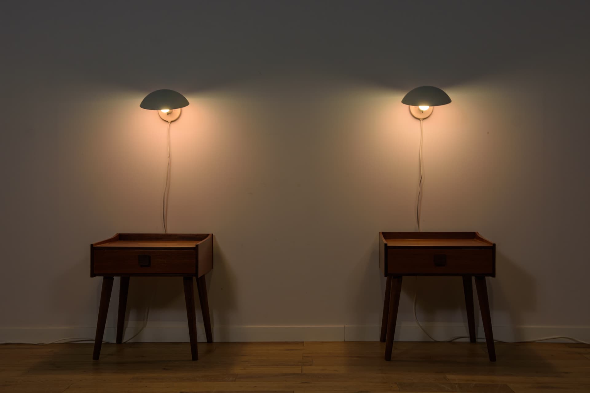 Pair of wall sconces PH Hat, white metal, by P. Henningsen, Louis Poulsen, Denmark, 1960s. - 181980