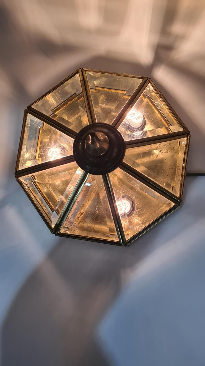 Lampa sufitowa, plafon LUMINAIRE w stylu Hollywood Regency z fazowanego szkła, lata 90 - 182008