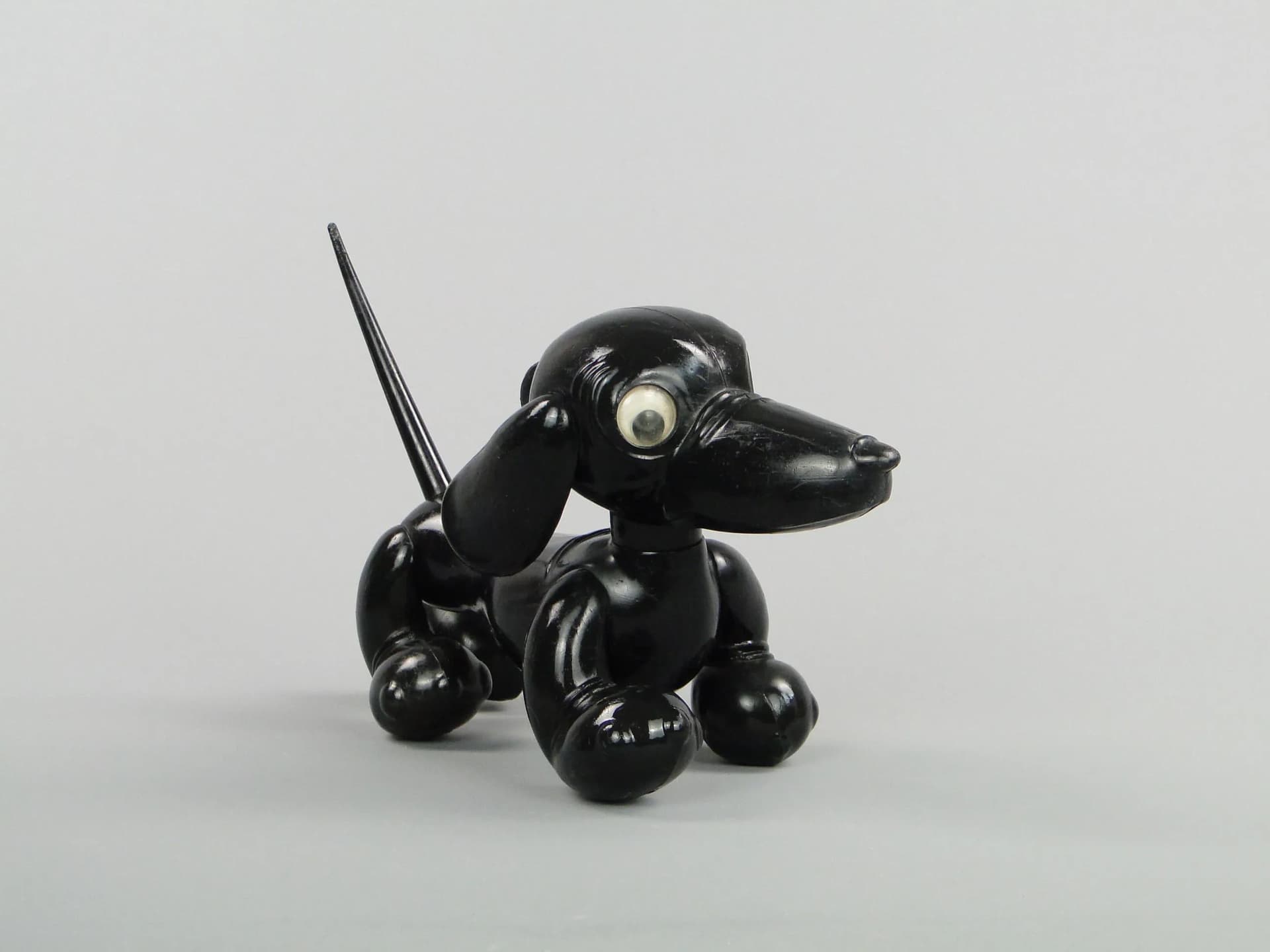 Dachshund toy, black, plastic, Poland, 1970s - 12627