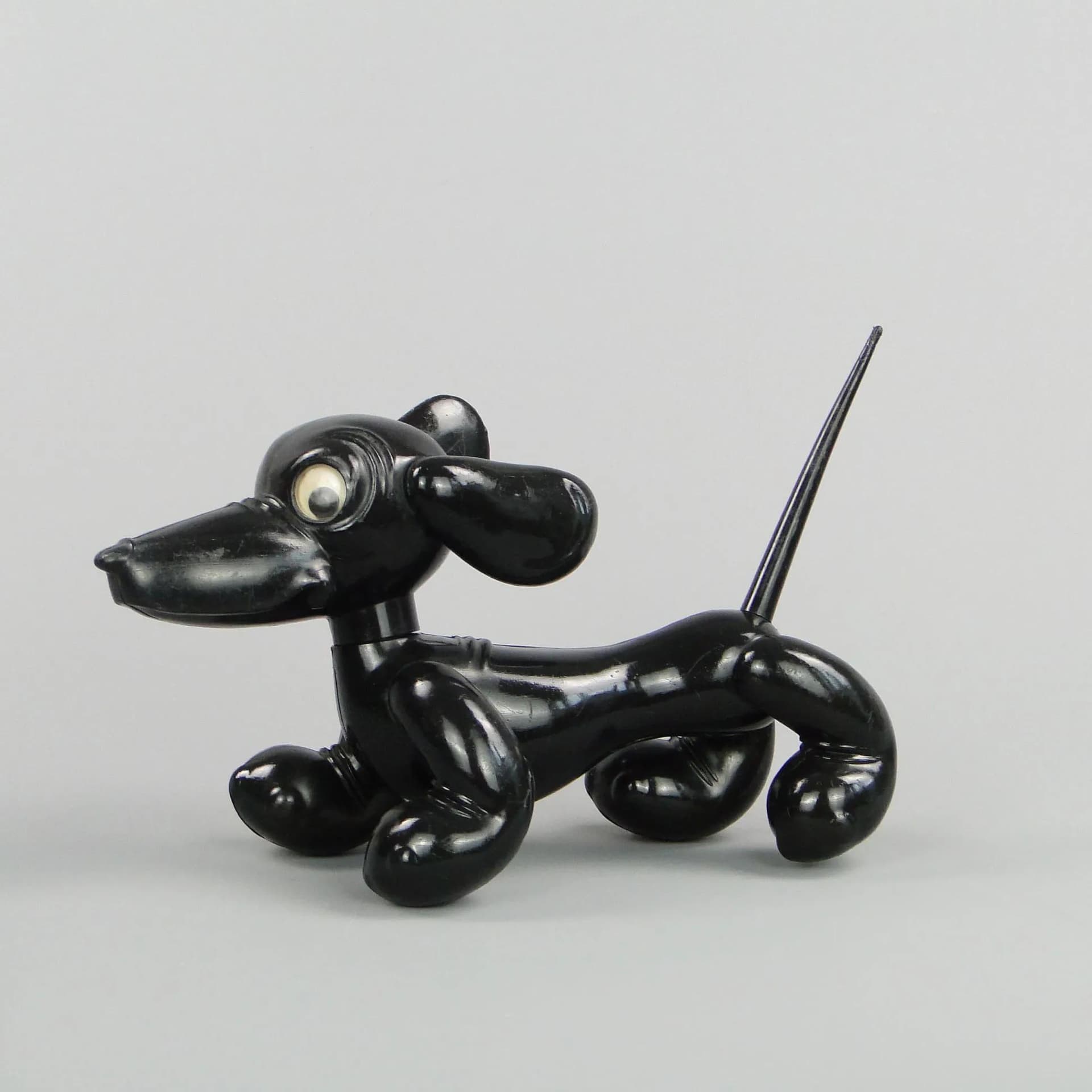 Dachshund toy, black, plastic, Poland, 1970s - 12626