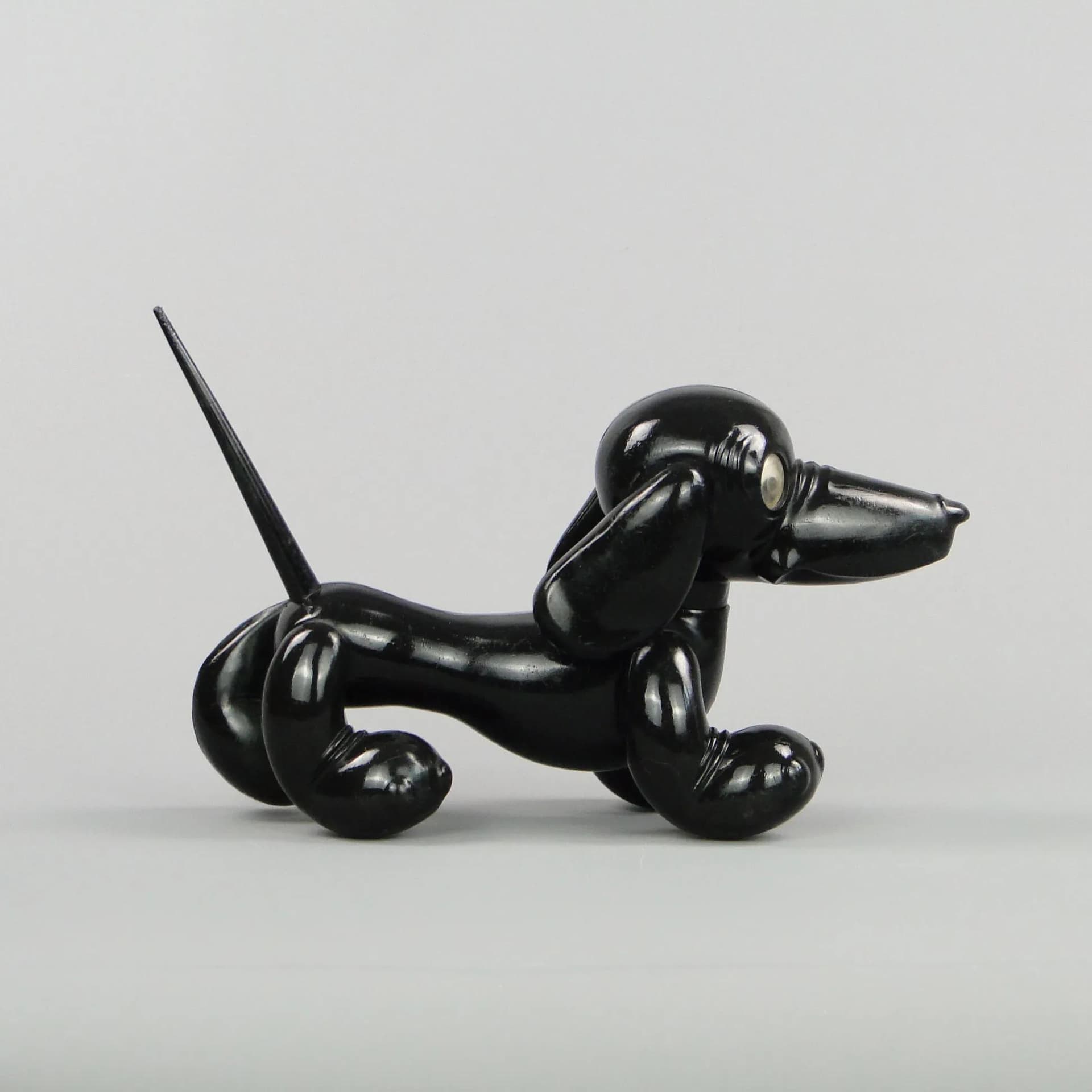 Dachshund toy, black, plastic, Poland, 1970s - 12623
