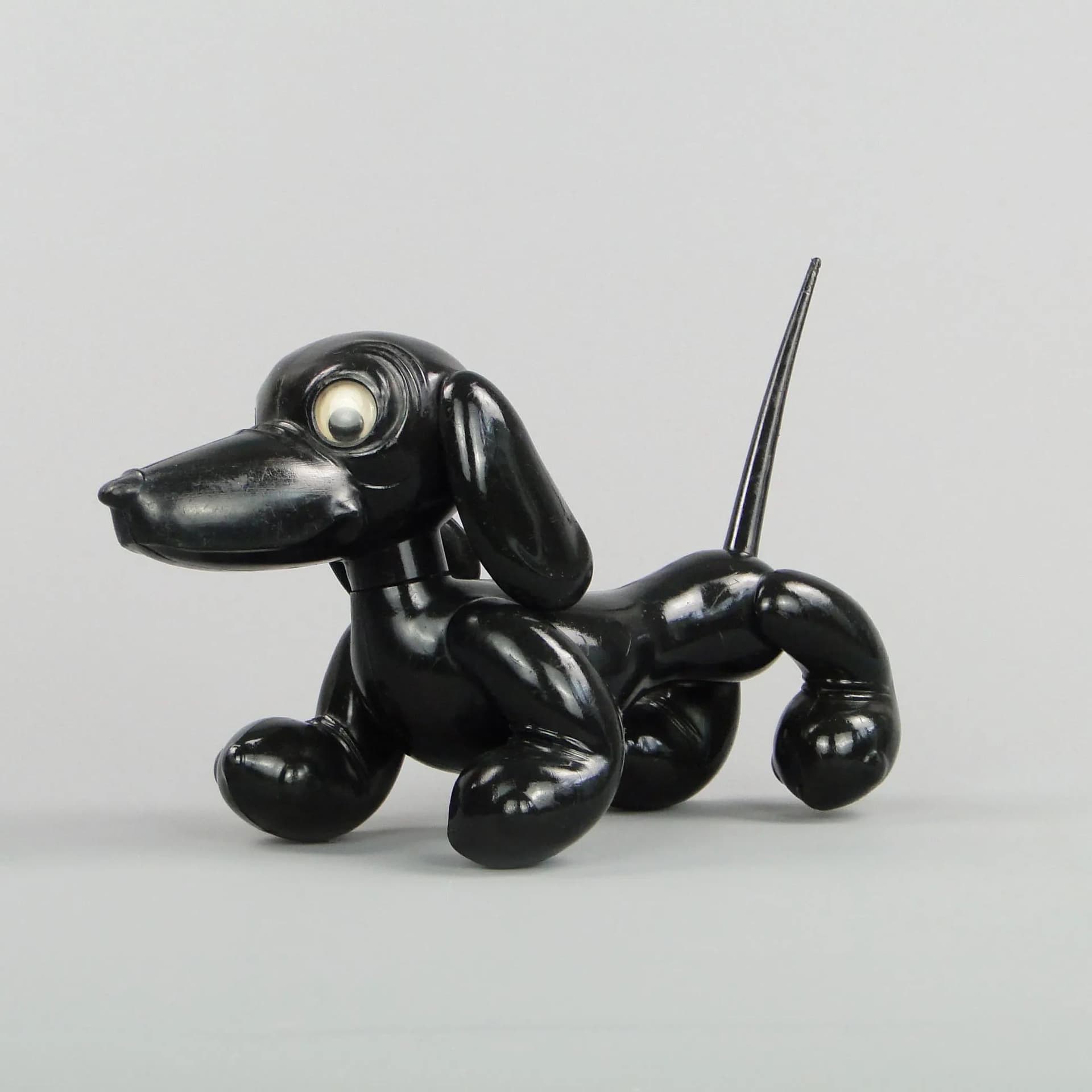 Dachshund toy, black, plastic, Poland, 1970s - 12625