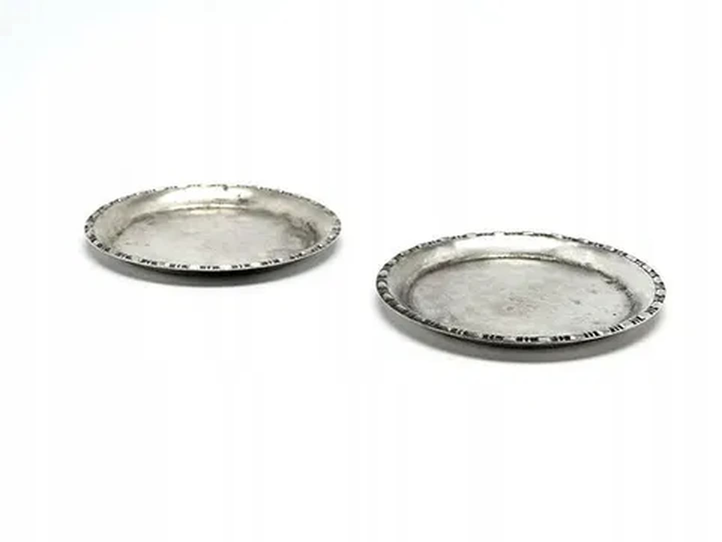 Para podstawek pod gorące szklanki Modernizm, mosiądz srebrzony, HEFRA, Polska, lata 70.