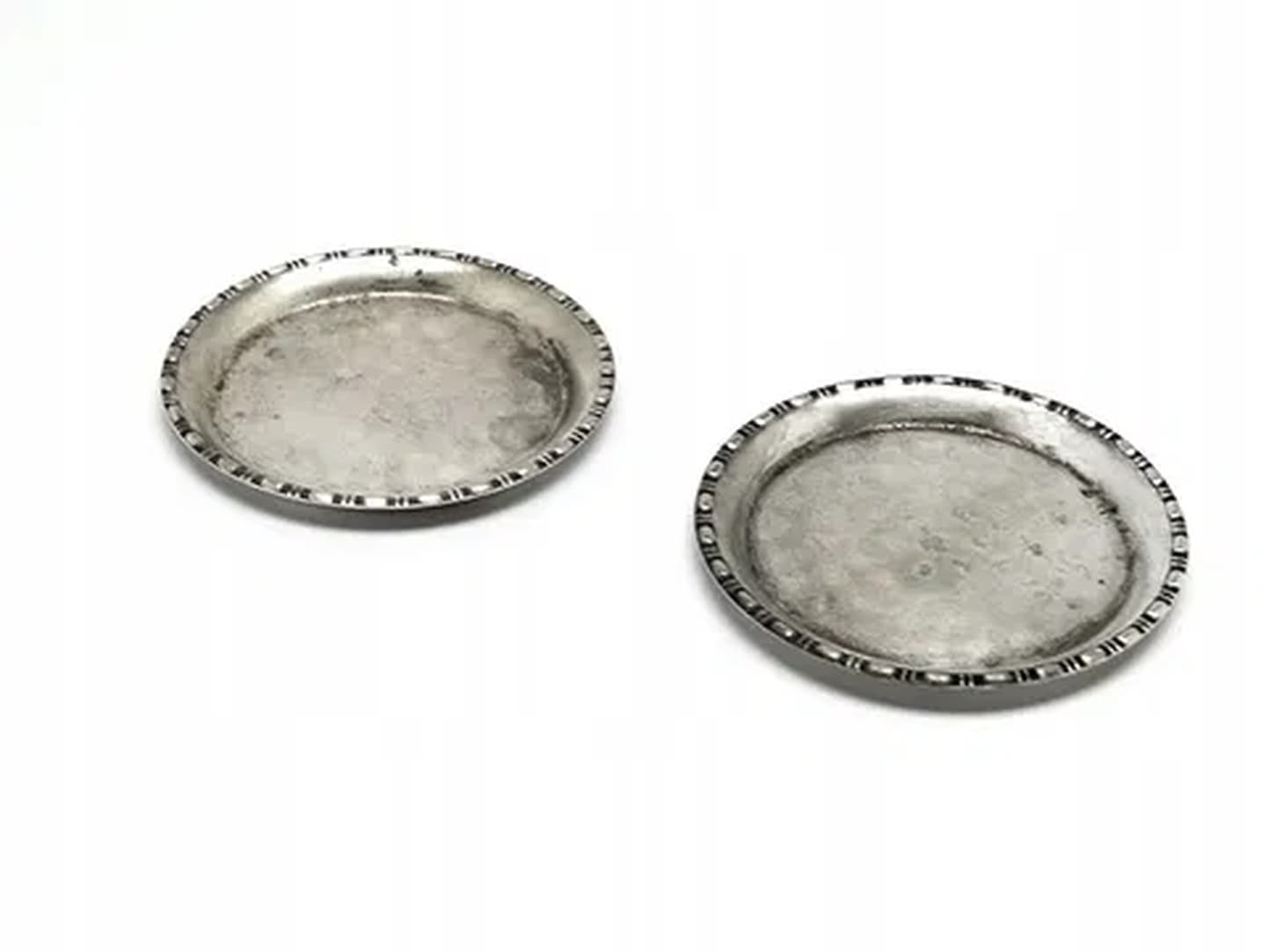 Para podstawek pod gorące szklanki Modernizm, mosiądz srebrzony, HEFRA, Polska, lata 70. - 182051