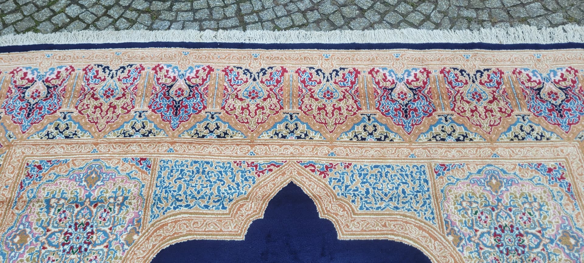 Carpet Kerman Lavar 298x440 cm, navy blue, wool cotton, Iran, early 20th c. - 182132