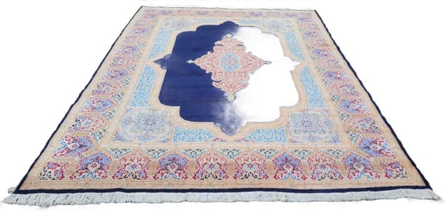 Carpet Kerman Lavar 298x440 cm, navy blue, wool cotton, Iran, early 20th c. - DIMENSION