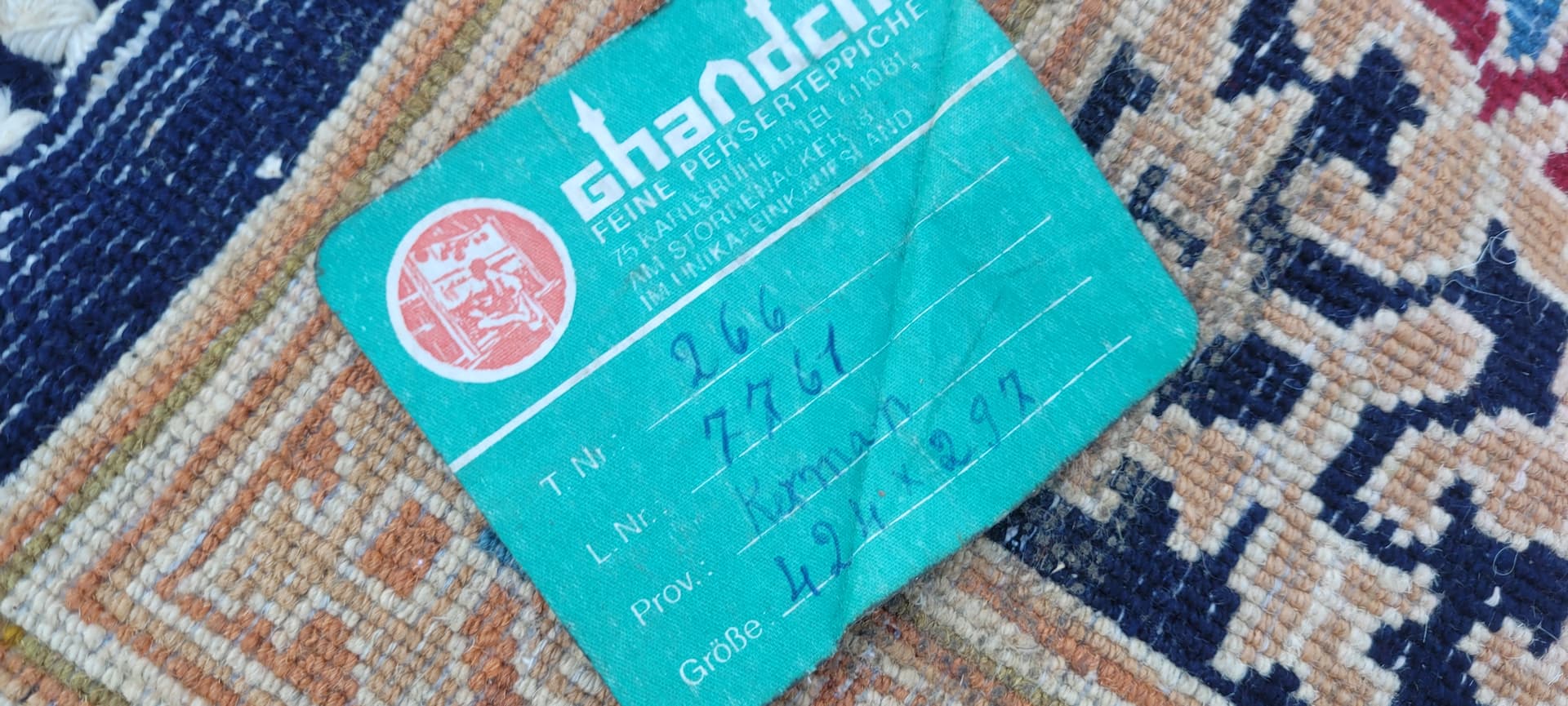 Carpet Kerman Lavar 298x440 cm, navy blue, wool cotton, Iran, early 20th c. - 182135