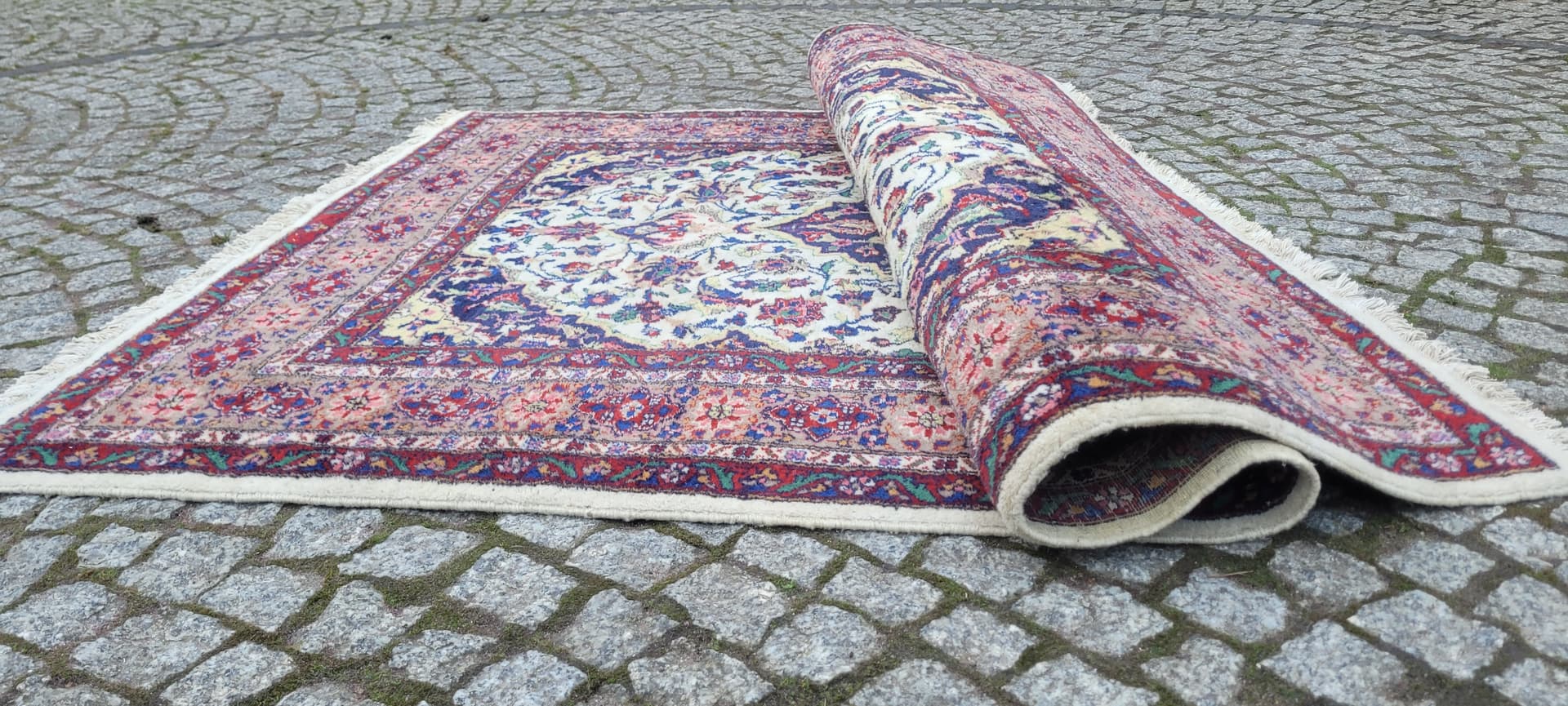 Dywan Ghom 193x128 cm, multikolor, wełna, Pakistan, lata 90. - 182150