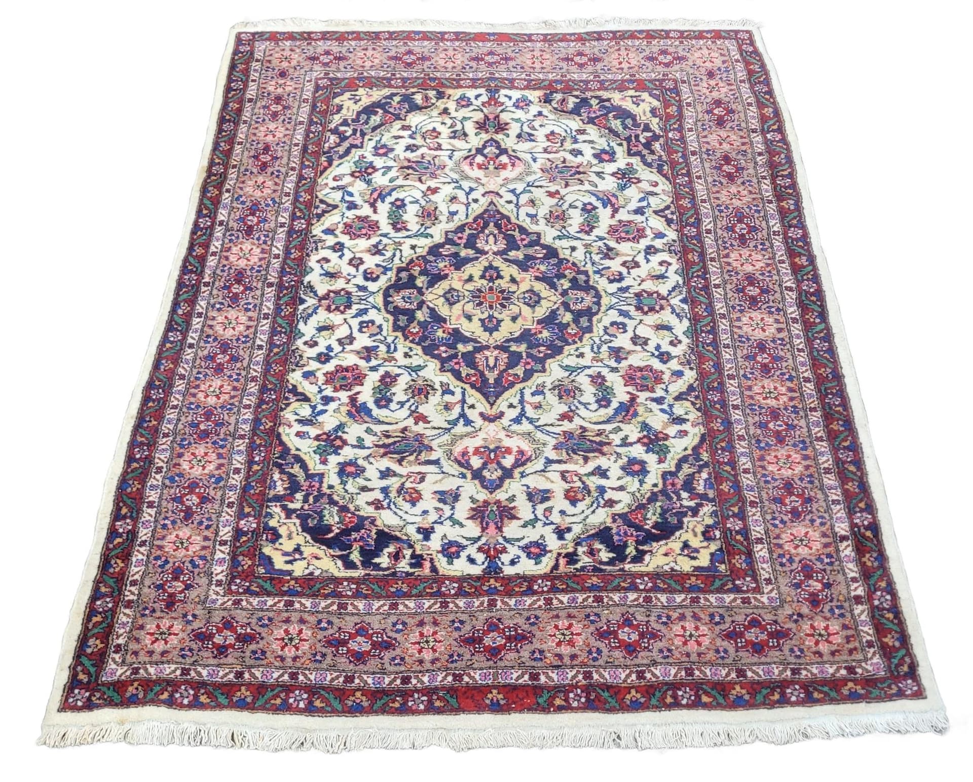 Dywan Ghom 193x128 cm, multikolor, wełna, Pakistan, lata 90.