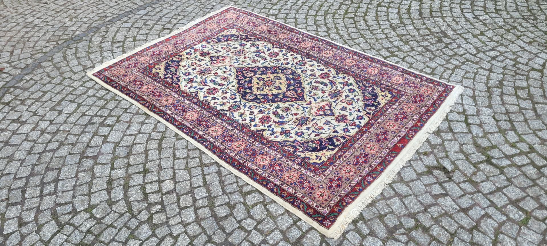 Dywan Ghom 193x128 cm, multikolor, wełna, Pakistan, lata 90. - 182156