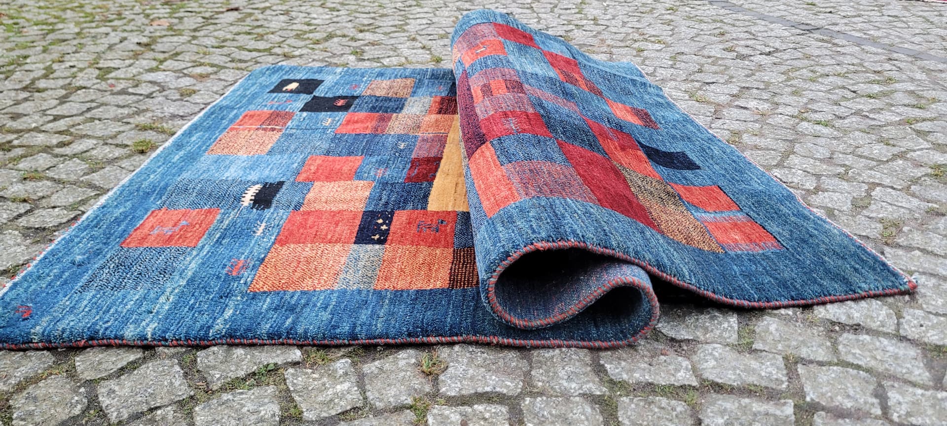 Dywan Lori Gabbeh 150x100 cm, multikolor, wełna, Iran, lata 60. - 182249