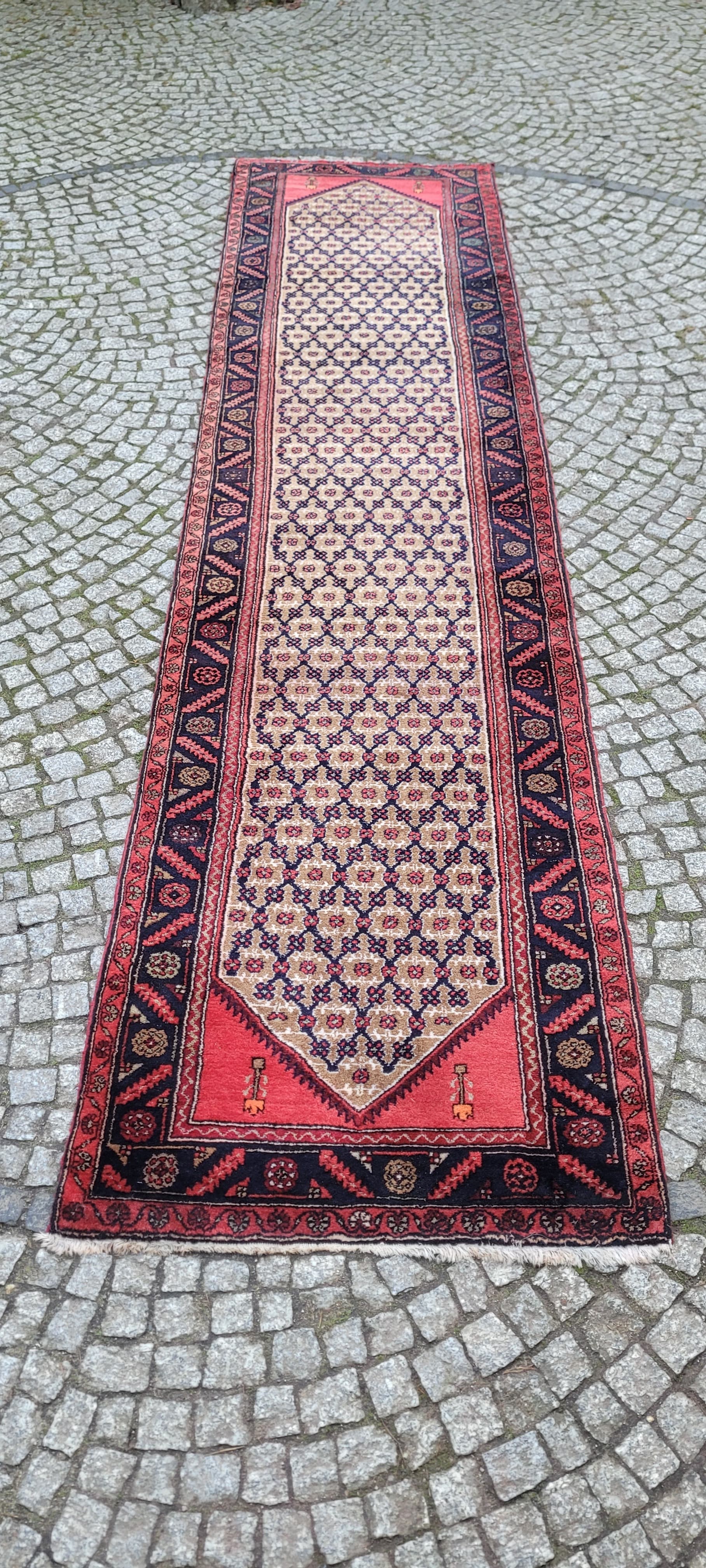 Runner Hamadan 397x94 cm, ivory wool, Iran, 1920s - 182278