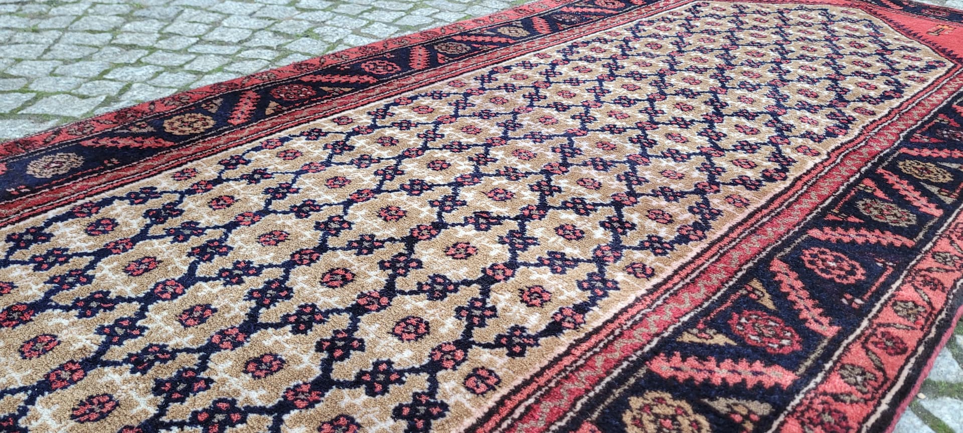 Runner Hamadan 397x94 cm, ivory wool, Iran, 1920s - 182284