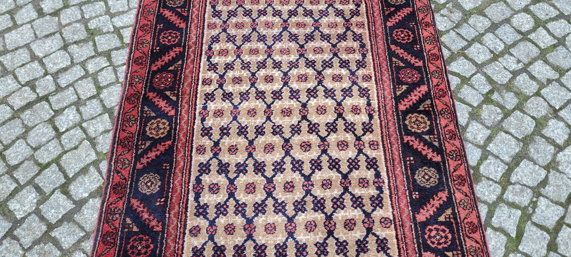 Runner Hamadan 397x94 cm, ivory wool, Iran, 1920s - 182285