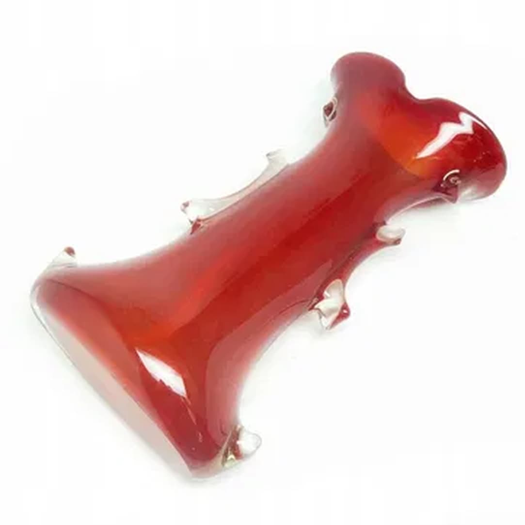 Wazon płetwa rekina, Mid-century modern, szkło czerwone, Polska, lata 70. - 182538