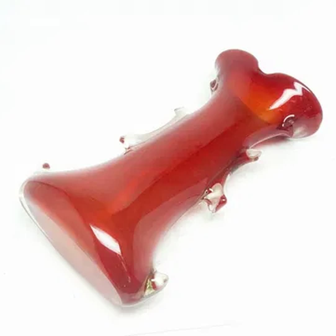 Wazon płetwa rekina, Mid-century modern, szkło czerwone, Polska, lata 70. - 182540